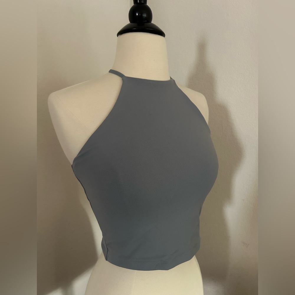 Abercrombie & Fitch | Blue High Neck Crop Tank Top XS